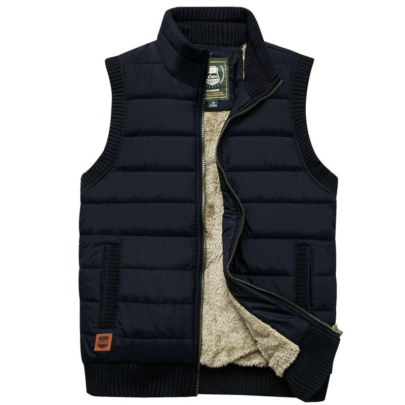 Gilet matelassé sans manches doublé de fourrure pour homme, Gilet d'hiver isolé pour l'extérieur