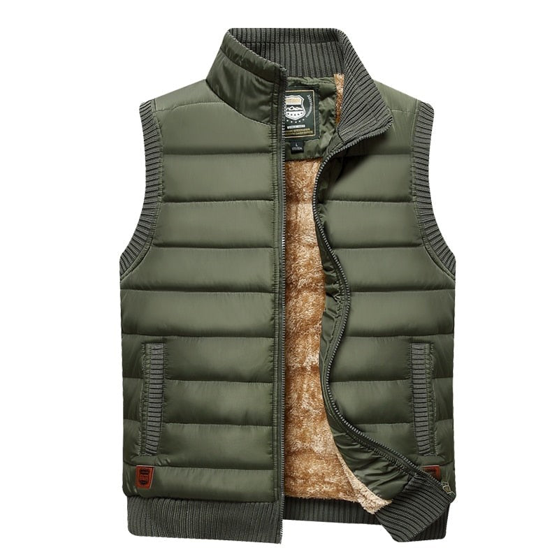 Gilet matelassé sans manches doublé de fourrure pour homme, Gilet d'hiver isolé pour l'extérieur