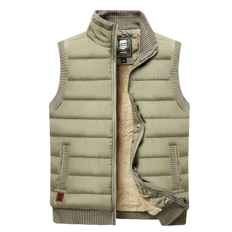 Gilet matelassé sans manches doublé de fourrure pour homme, Gilet d'hiver isolé pour l'extérieur