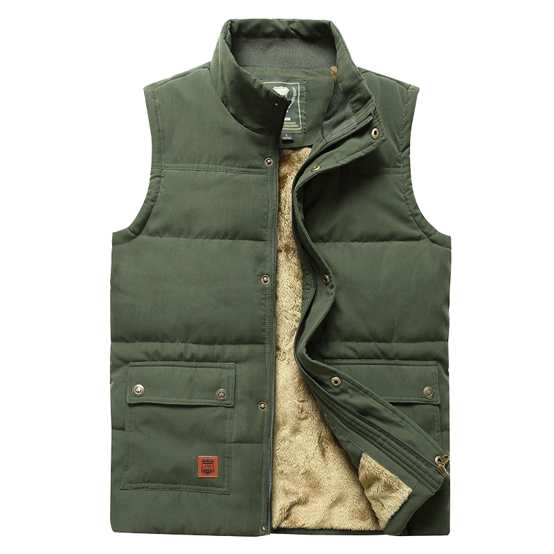 Gilet matelassé sans manches doublé de fourrure pour homme, Gilet d'hiver isolé pour l'extérieur