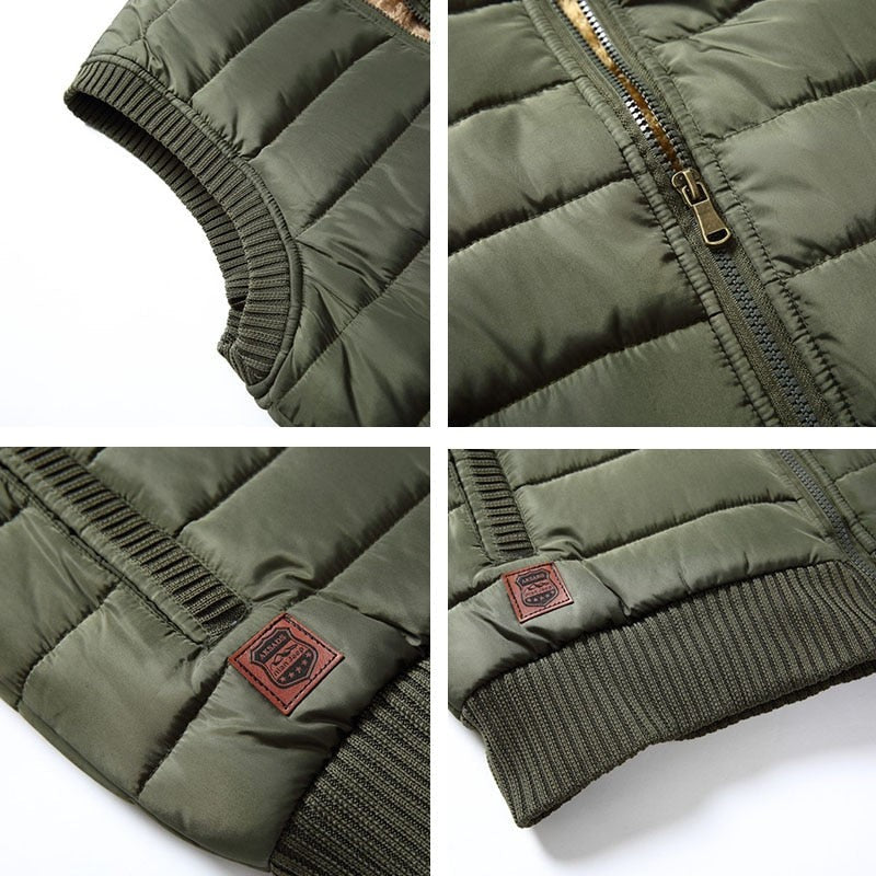 Gilet matelassé sans manches doublé de fourrure pour homme, Gilet d'hiver isolé pour l'extérieur