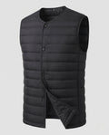 Gilet matelassé sans manches pour homme à aspect duvet léger et fermeture à boutons-pression