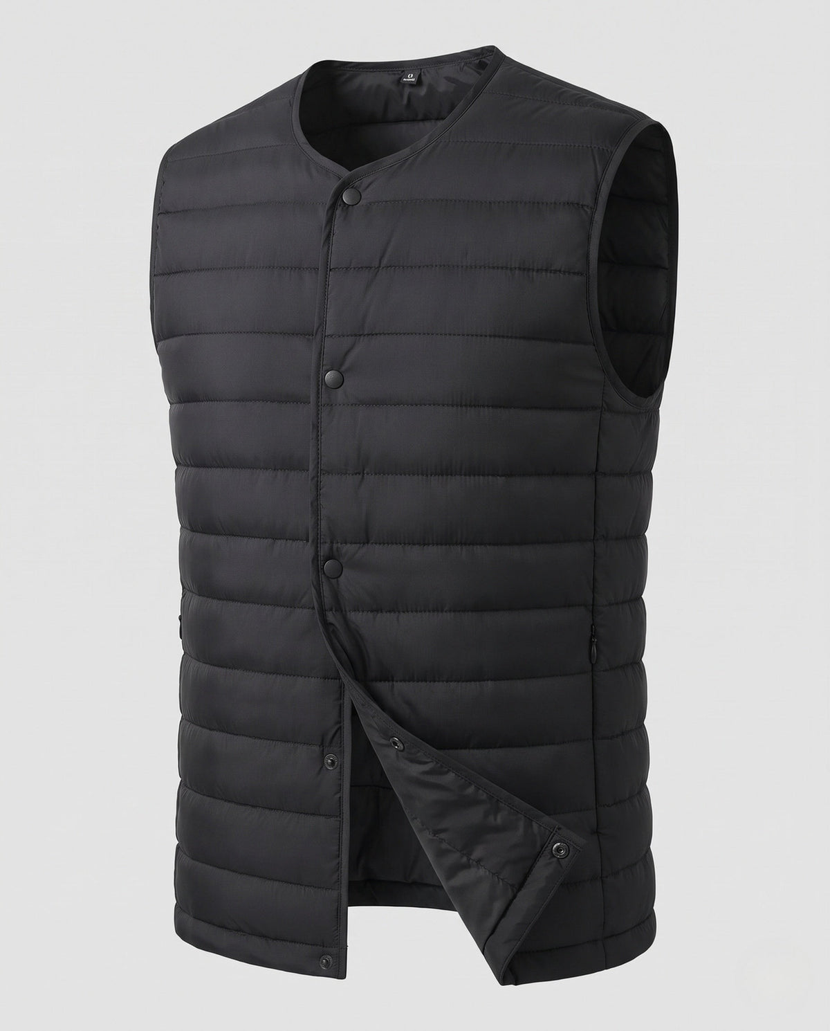 Gilet matelassé sans manches pour homme à aspect duvet léger et fermeture à boutons-pression