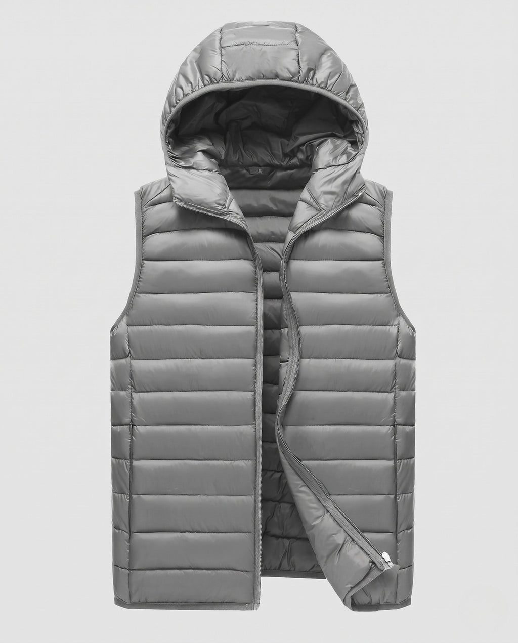 Gilet matelassé sans manches pour homme à aspect duvet léger et fermeture à boutons-pression