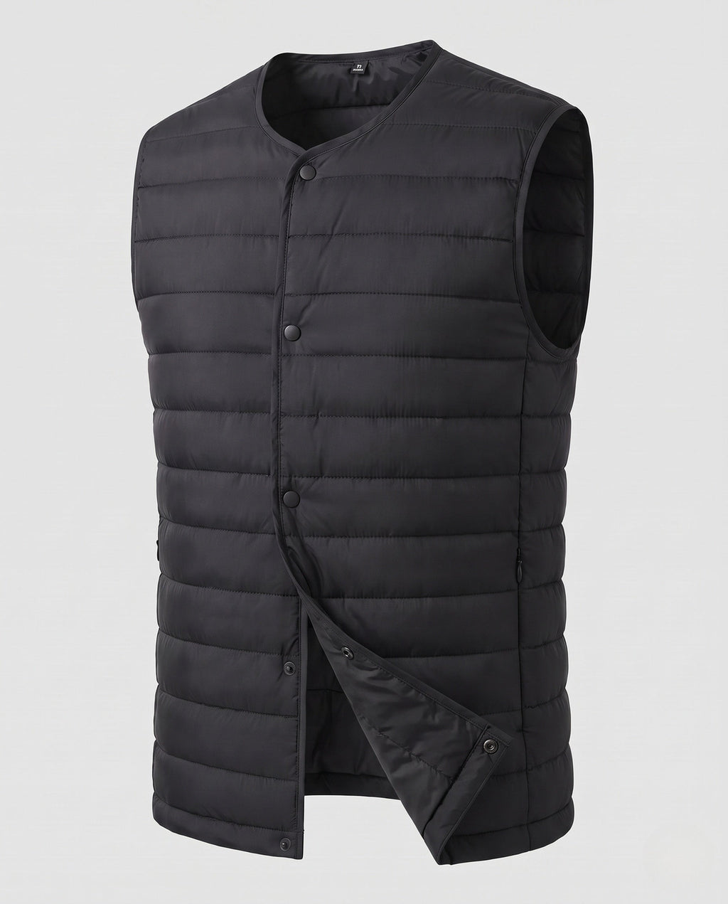 Gilet matelassé sans manches pour homme à aspect duvet léger et fermeture à boutons-pression