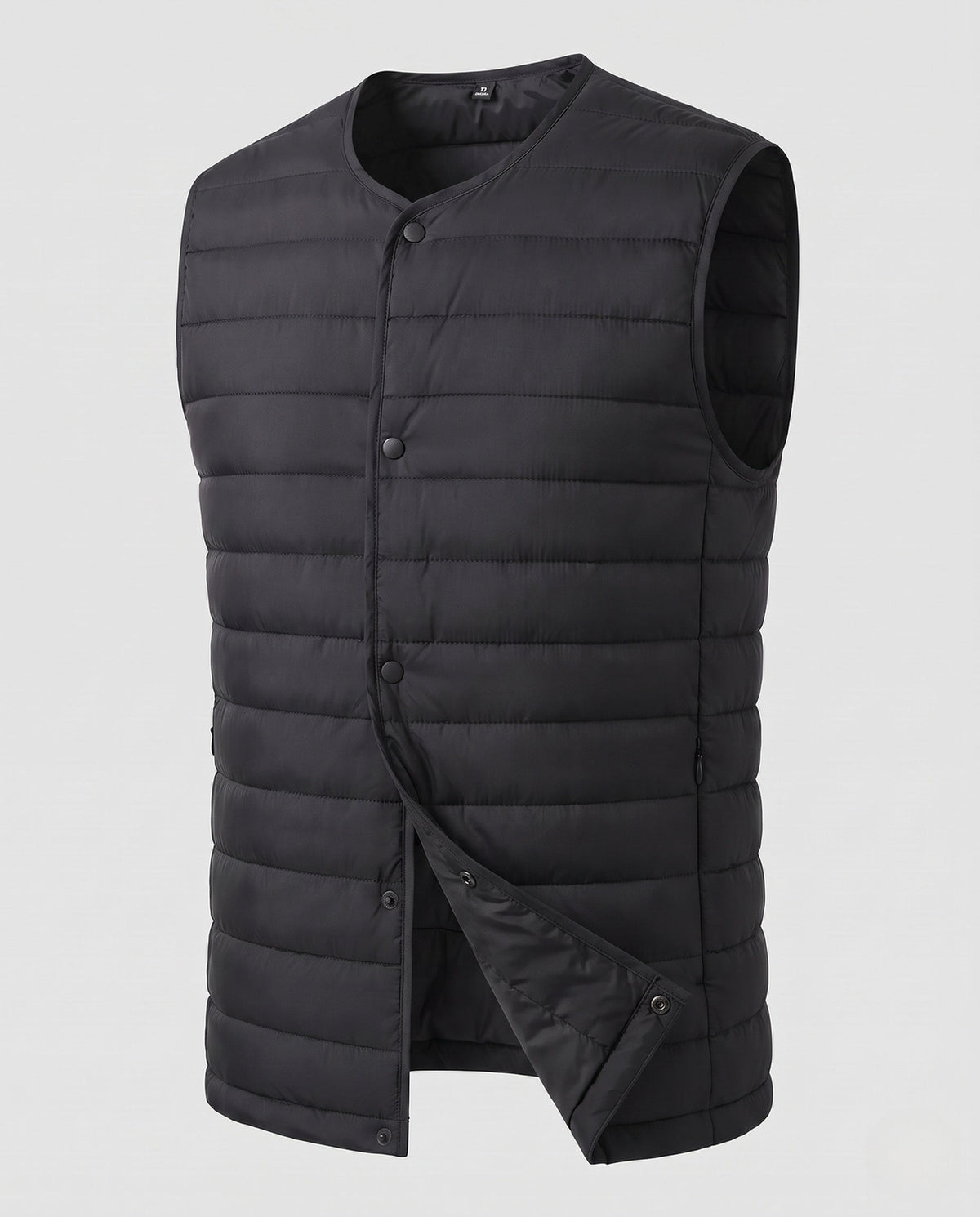 Gilet matelassé sans manches pour homme à aspect duvet léger et fermeture à boutons-pression