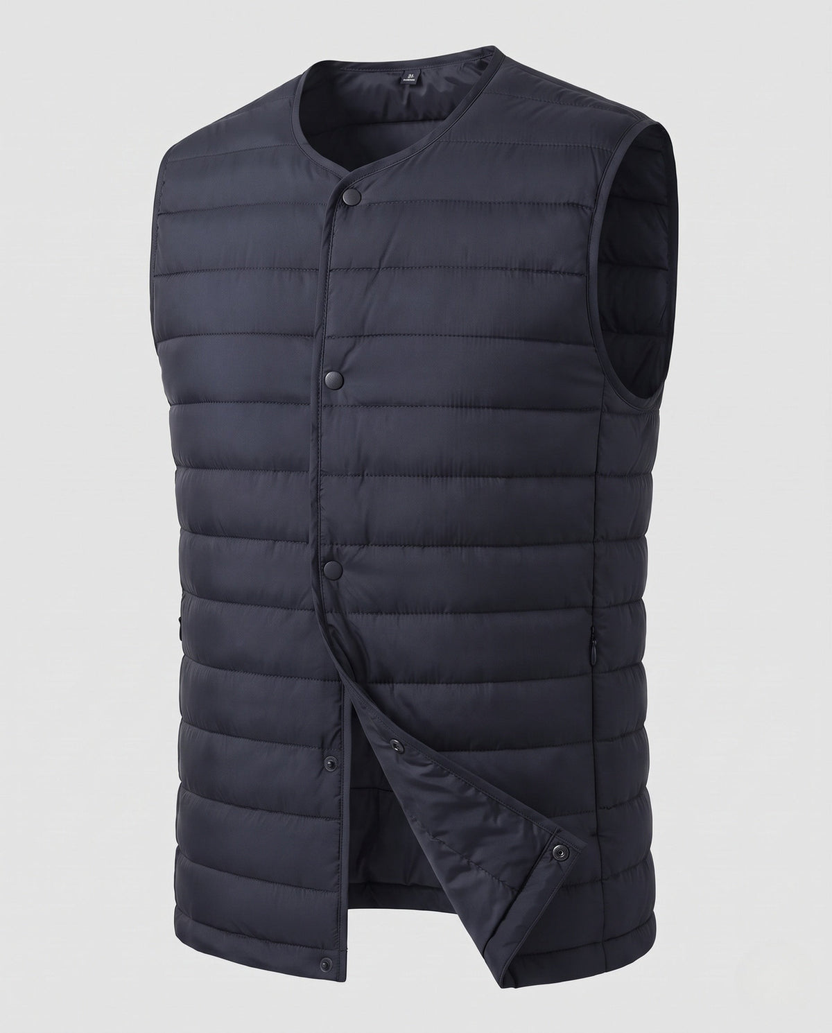 Gilet matelassé sans manches pour homme à aspect duvet léger et fermeture à boutons-pression