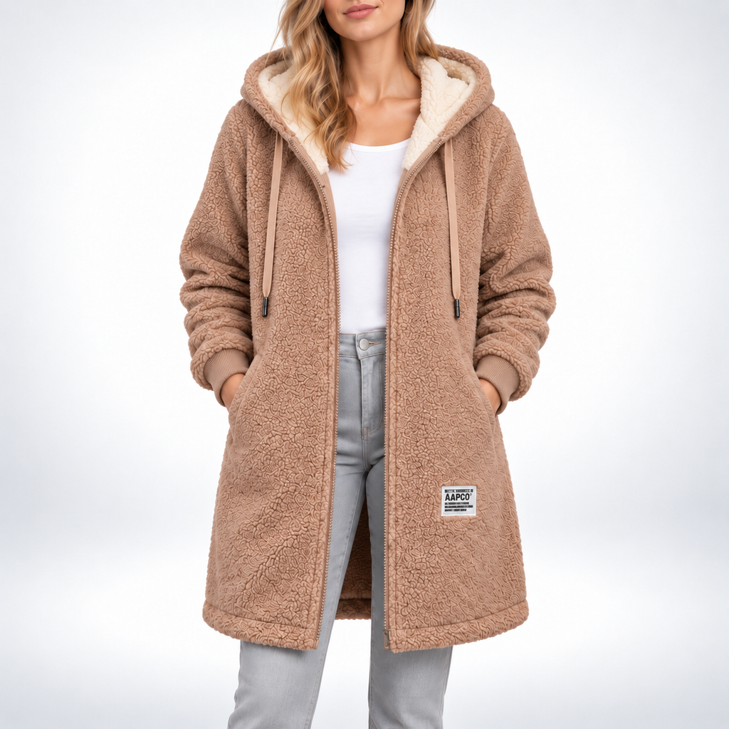 Gilet polaire à capuche pour femme, veste chaude avec poches zippées