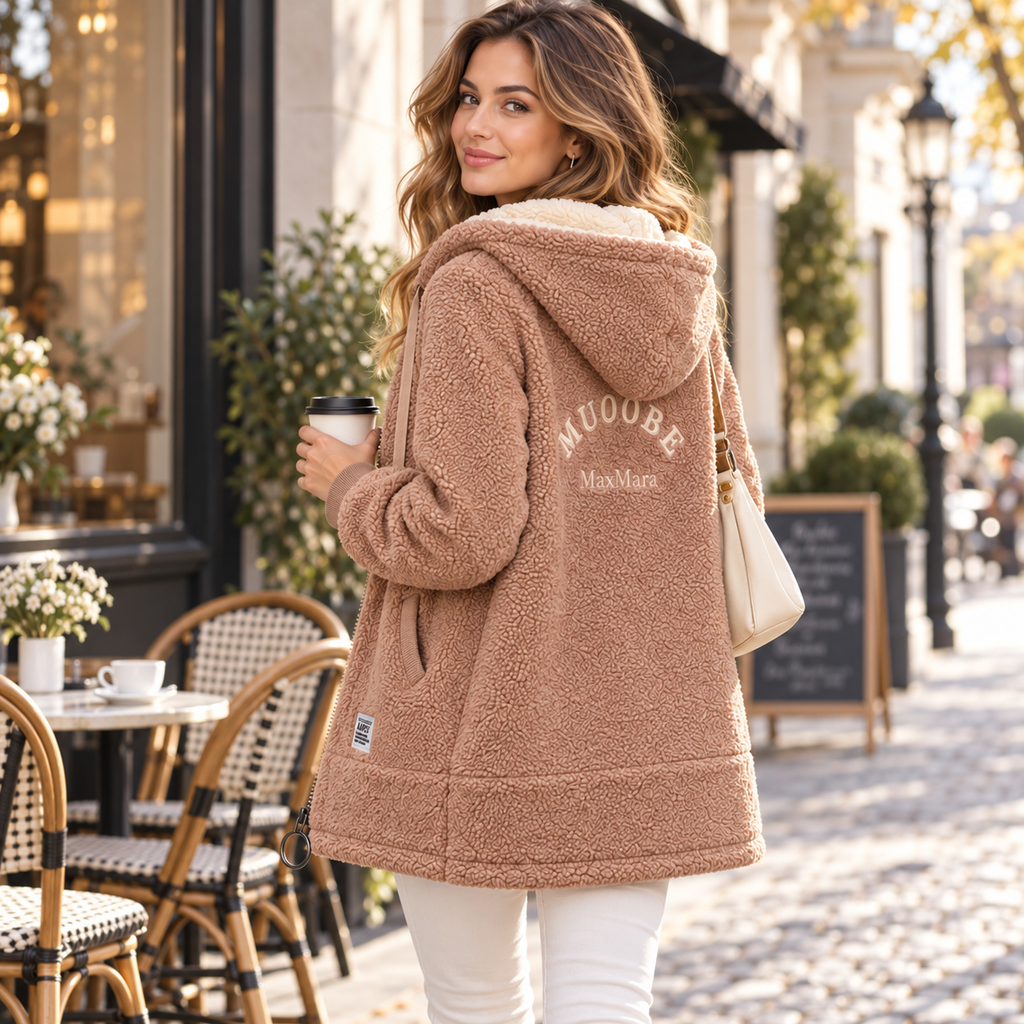 Gilet polaire à capuche pour femme, veste chaude avec poches zippées