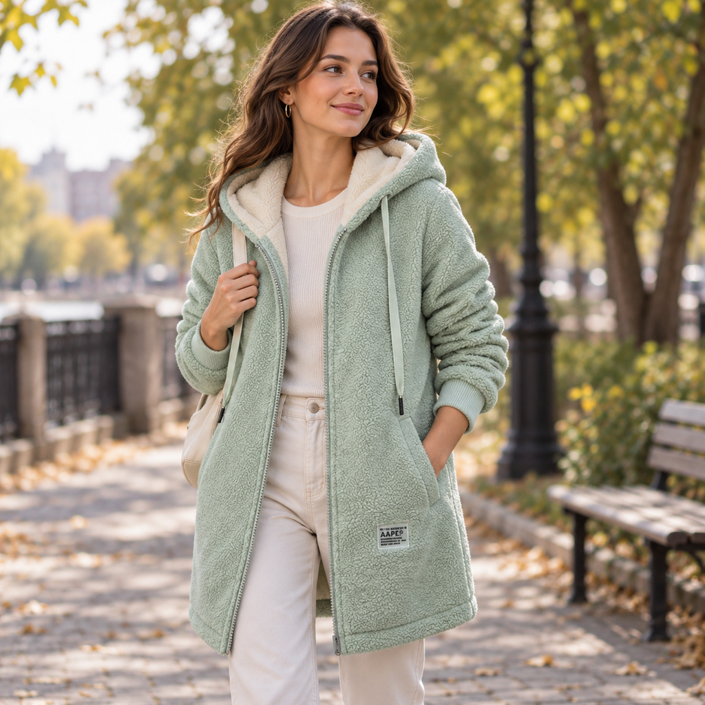 Gilet polaire à capuche pour femme, veste chaude avec poches zippées