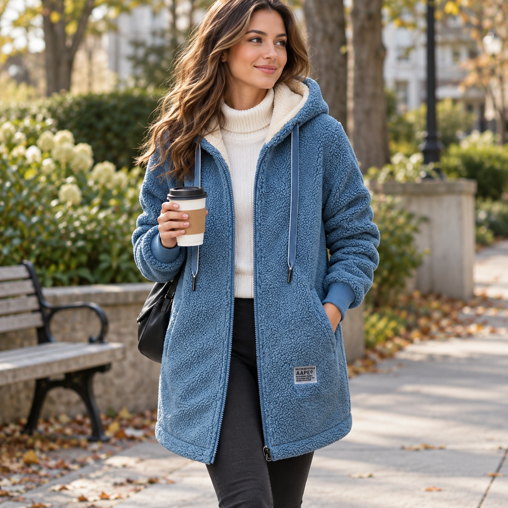 Gilet polaire à capuche pour femme, veste chaude avec poches zippées