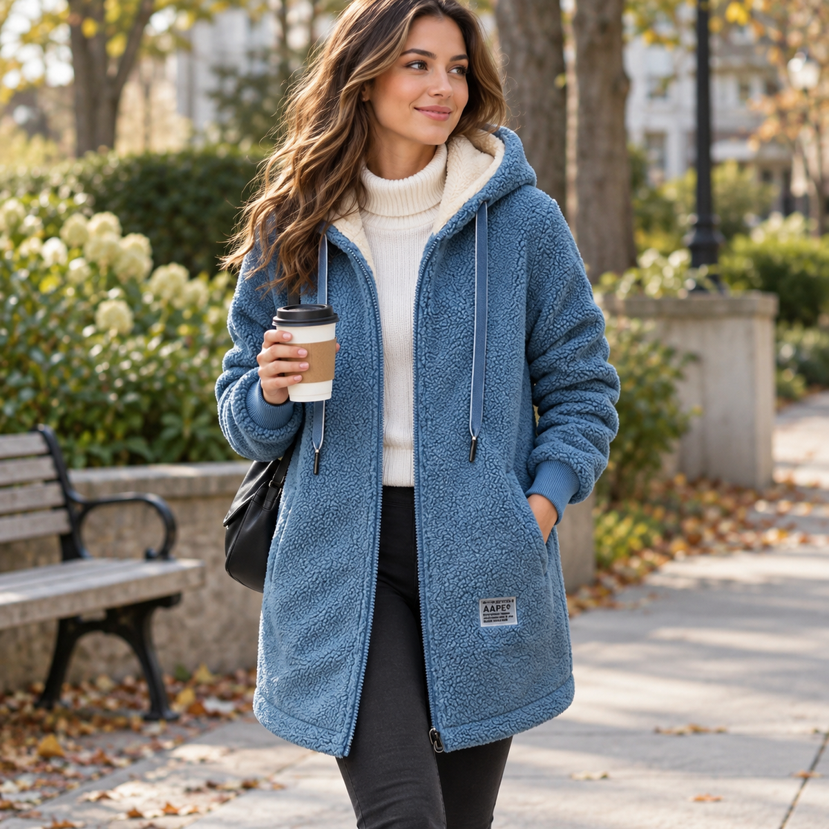 Gilet polaire à capuche pour femme, veste chaude avec poches zippées