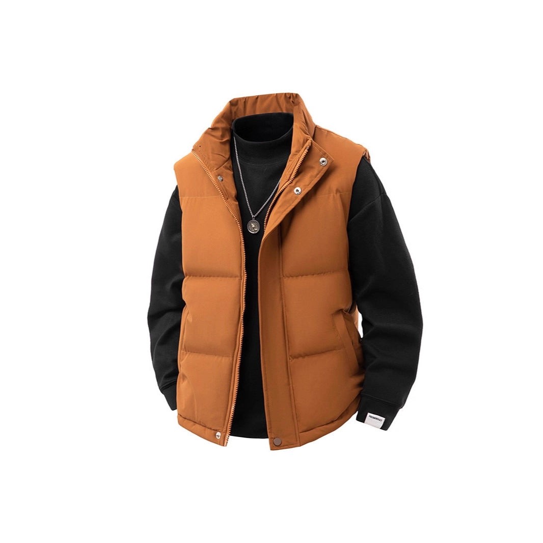 Gilet sans manche matelassé thermique pour homme, Coupe-vent à garnissage en fibres creuses