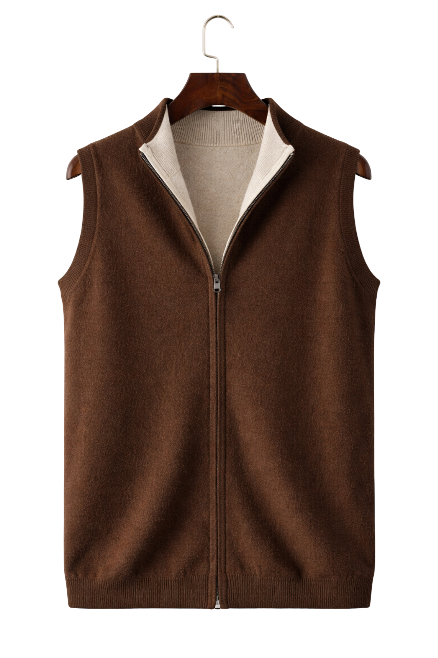 Gilet zippé en laine sans manches pour femme, Gilet Maison