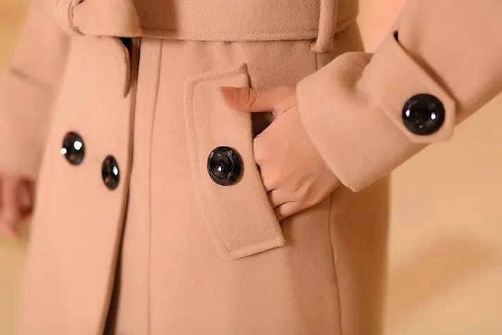 Manteau à col en fausse fourrure pour femme, Manteau long d'hiver