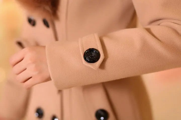 Manteau à col en fausse fourrure pour femme, Manteau long d'hiver