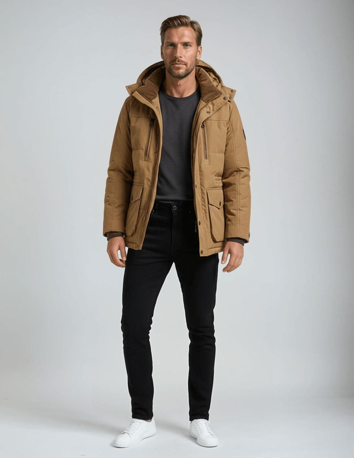 Manteau d'hiver isolant à capuche pour homme, style classe pour la ville et le plein air