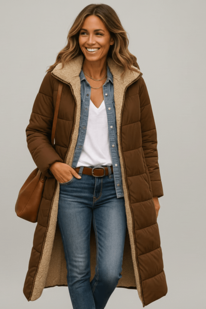 Manteau d'hiver long à capuche et manches longues pour femme, Veste matelassée longue