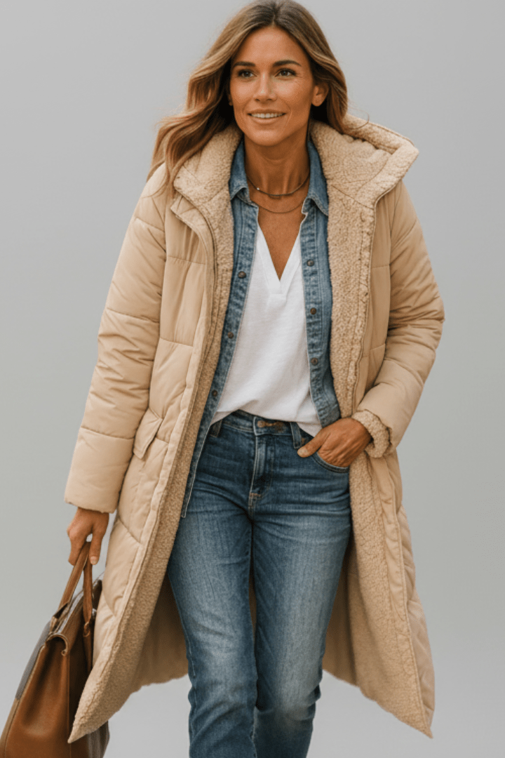 Manteau d'hiver long à capuche et manches longues pour femme, Veste matelassée longue