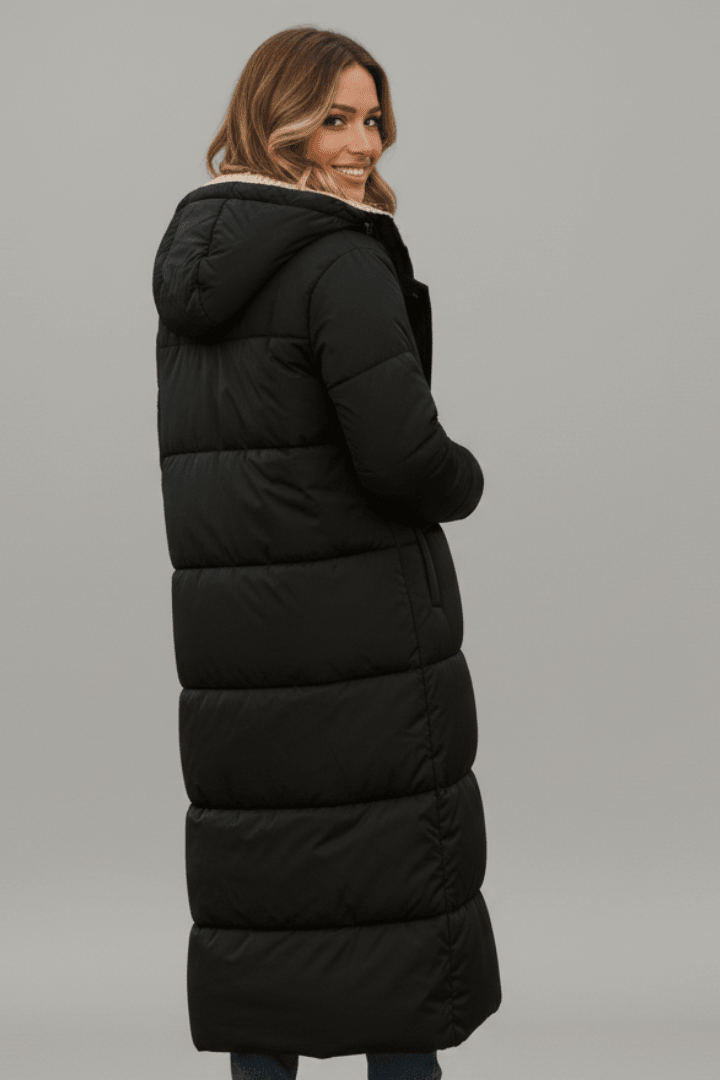 Manteau d'hiver long à capuche et manches longues pour femme, Veste matelassée longue