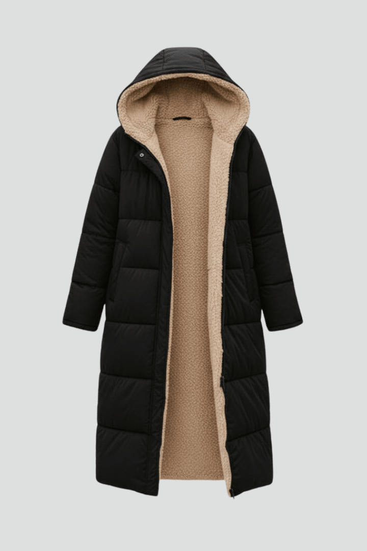 Manteau d'hiver long à capuche et manches longues pour femme, Veste matelassée longue