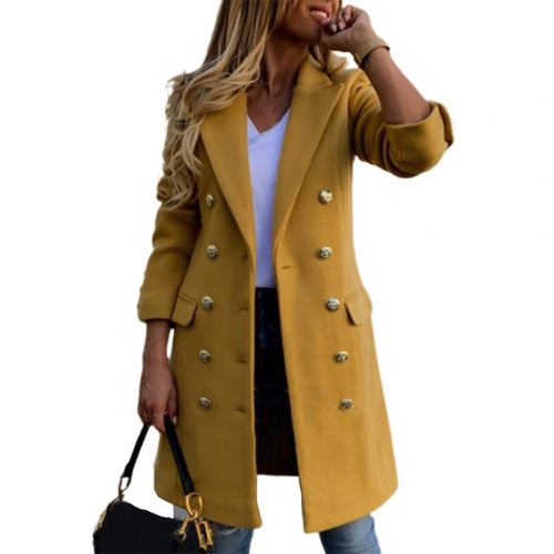 Manteau d'hiver long et chaud pour femme, boutonné