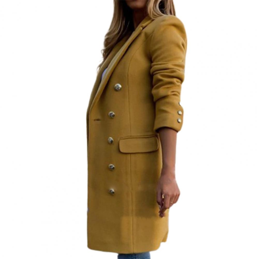 Manteau d'hiver long et chaud pour femme, boutonné
