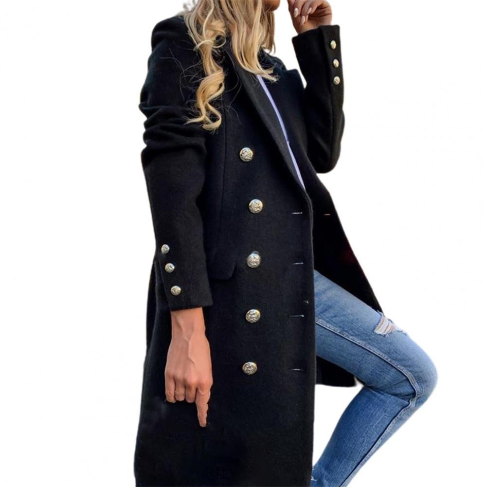 Manteau d'hiver long et chaud pour femme, boutonné
