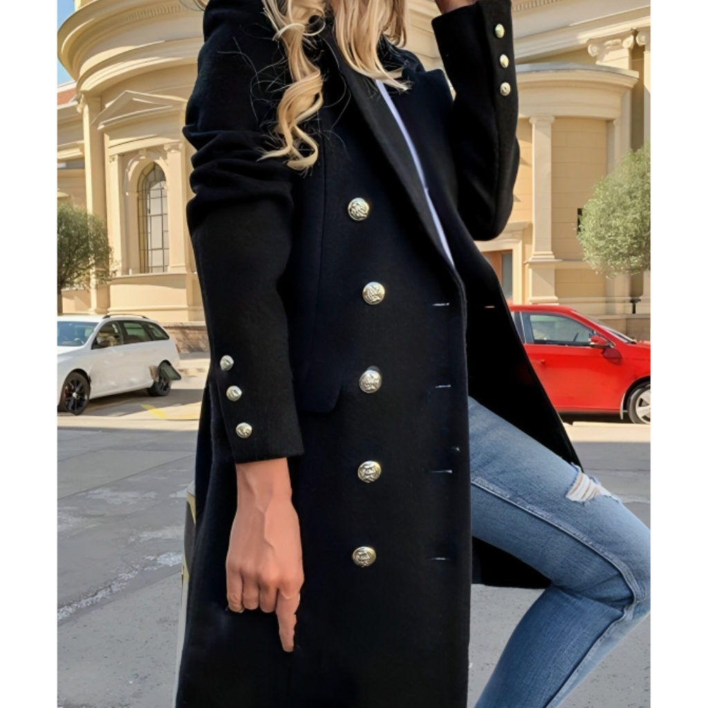 Manteau d'hiver long et chaud pour femme, boutonné