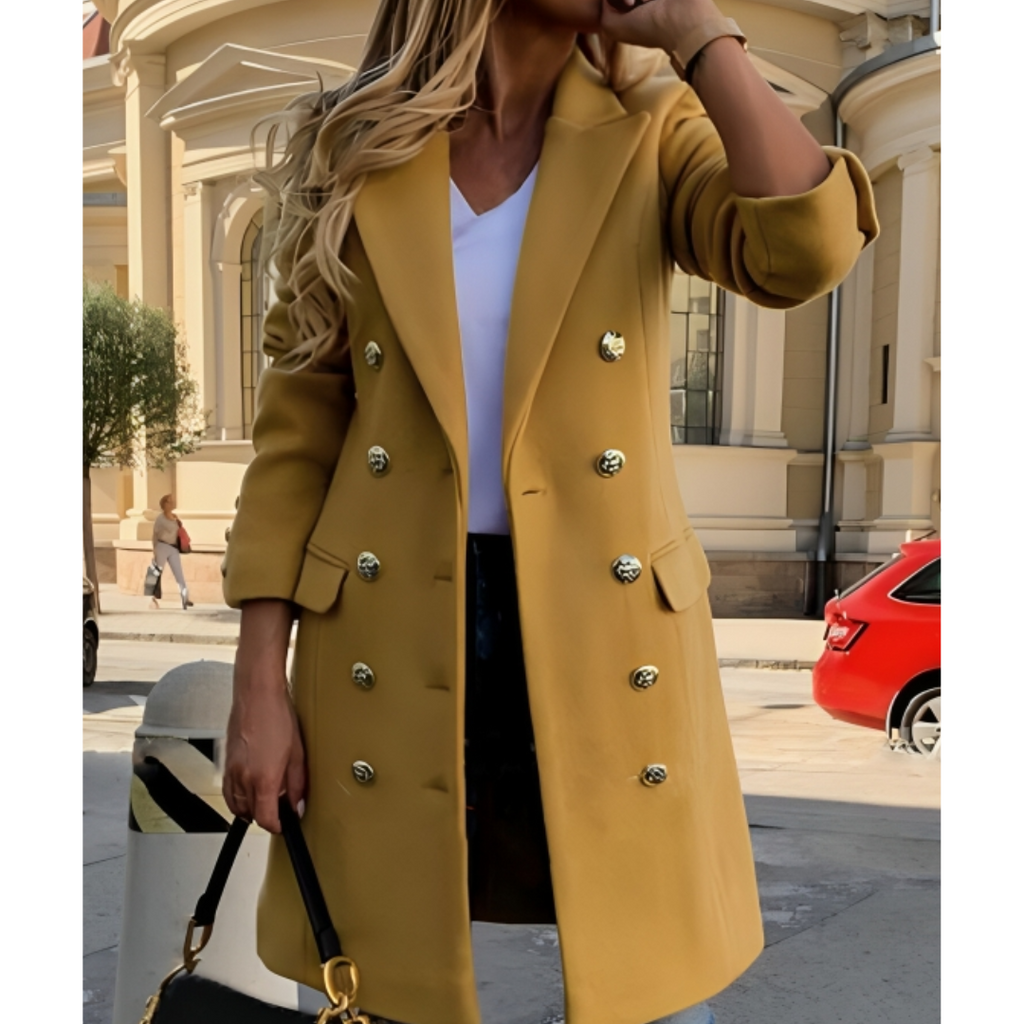 Manteau d'hiver long et chaud pour femme, boutonné