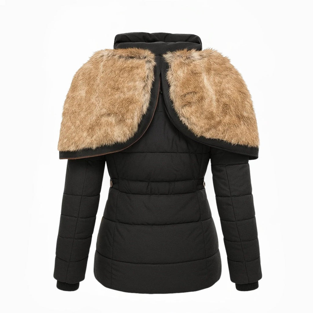 Manteau d'hiver long pour femme, fermeture éclair avec rabat-tempête et poches zippées