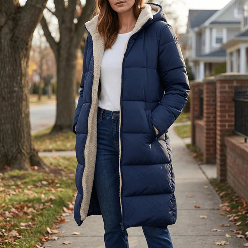 Manteau d'hiver matelassé long pour femme grande taille