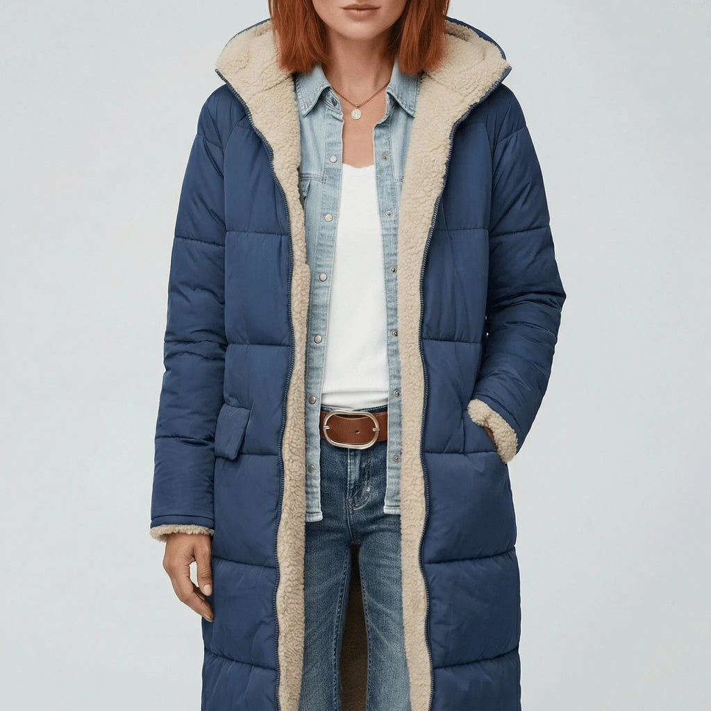 Manteau d'hiver matelassé long pour femme grande taille