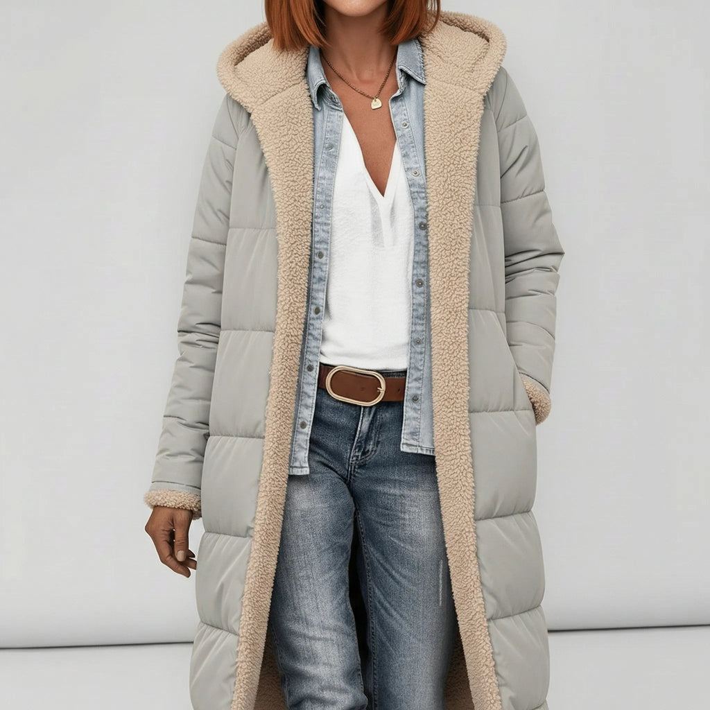 Manteau d'hiver matelassé long pour femme grande taille