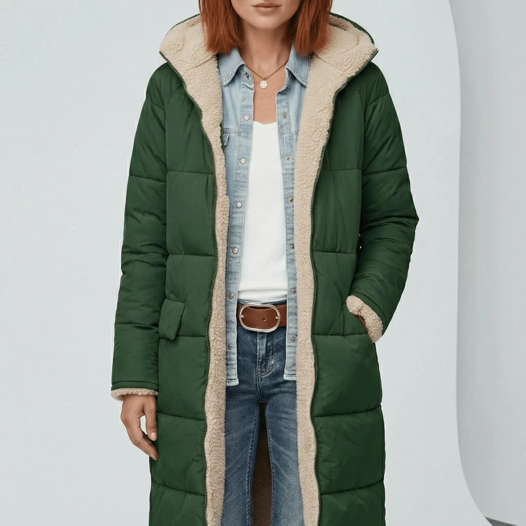 Manteau d'hiver matelassé long pour femme grande taille