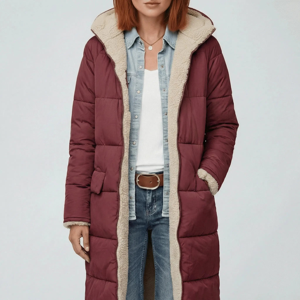 Manteau d'hiver matelassé long pour femme grande taille