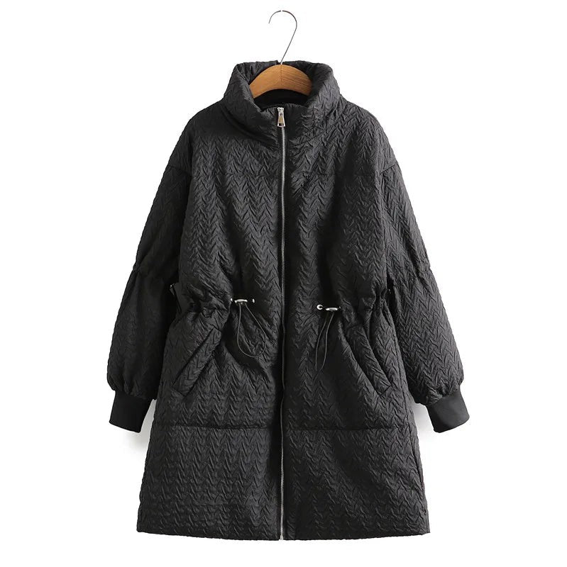 Manteau d'hiver mi-long grande taille pour femme ronde