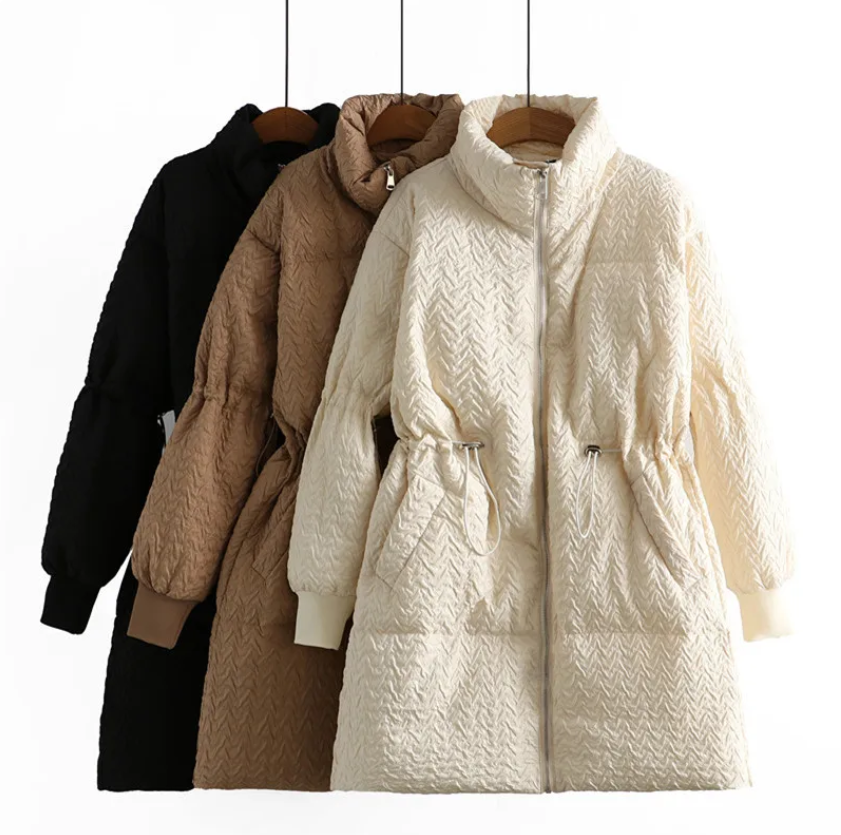 Manteau d'hiver mi-long grande taille pour femme ronde