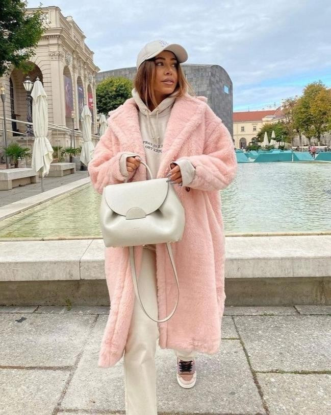 Manteau d'hiver oversize en fausse fourrure pour femme, Teddy Coat à poches