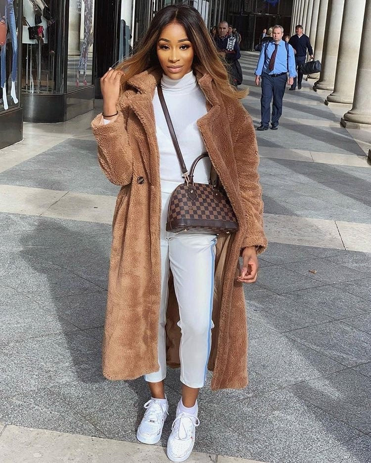 Manteau d'hiver oversize en fausse fourrure pour femme, Teddy Coat à poches