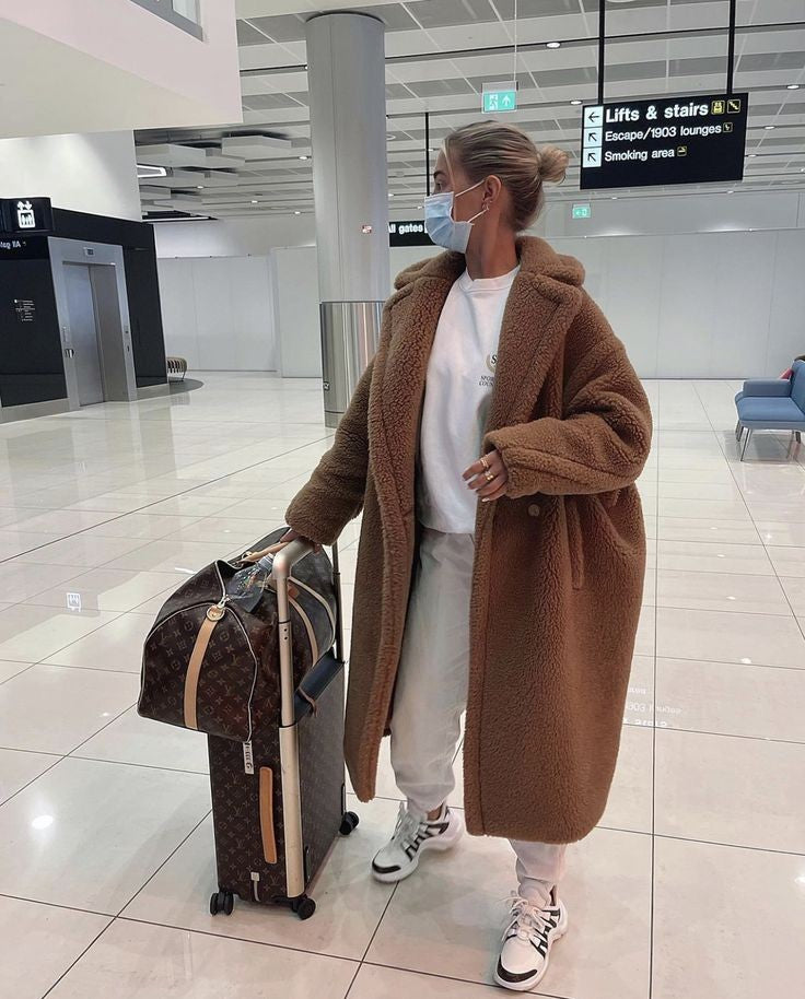 Manteau d'hiver oversize en fausse fourrure pour femme, Teddy Coat à poches