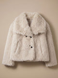 Manteau en fausse fourrure femme, court et duveteux, mode automne-hiver