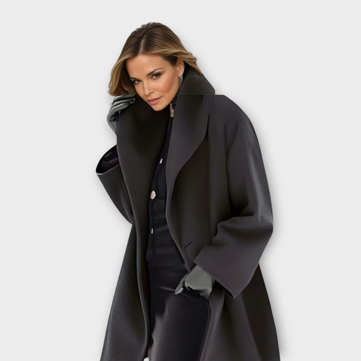 Manteau en laine coupe-vent élégant et chaud pour femme grande taille