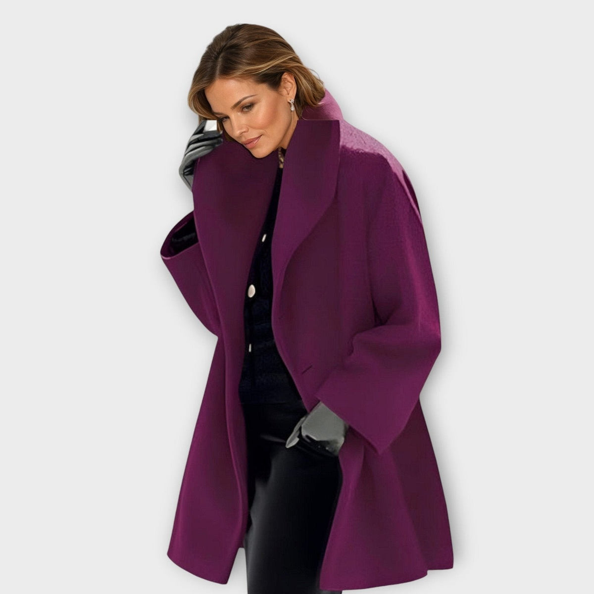 Manteau en laine coupe-vent élégant et chaud pour femme grande taille