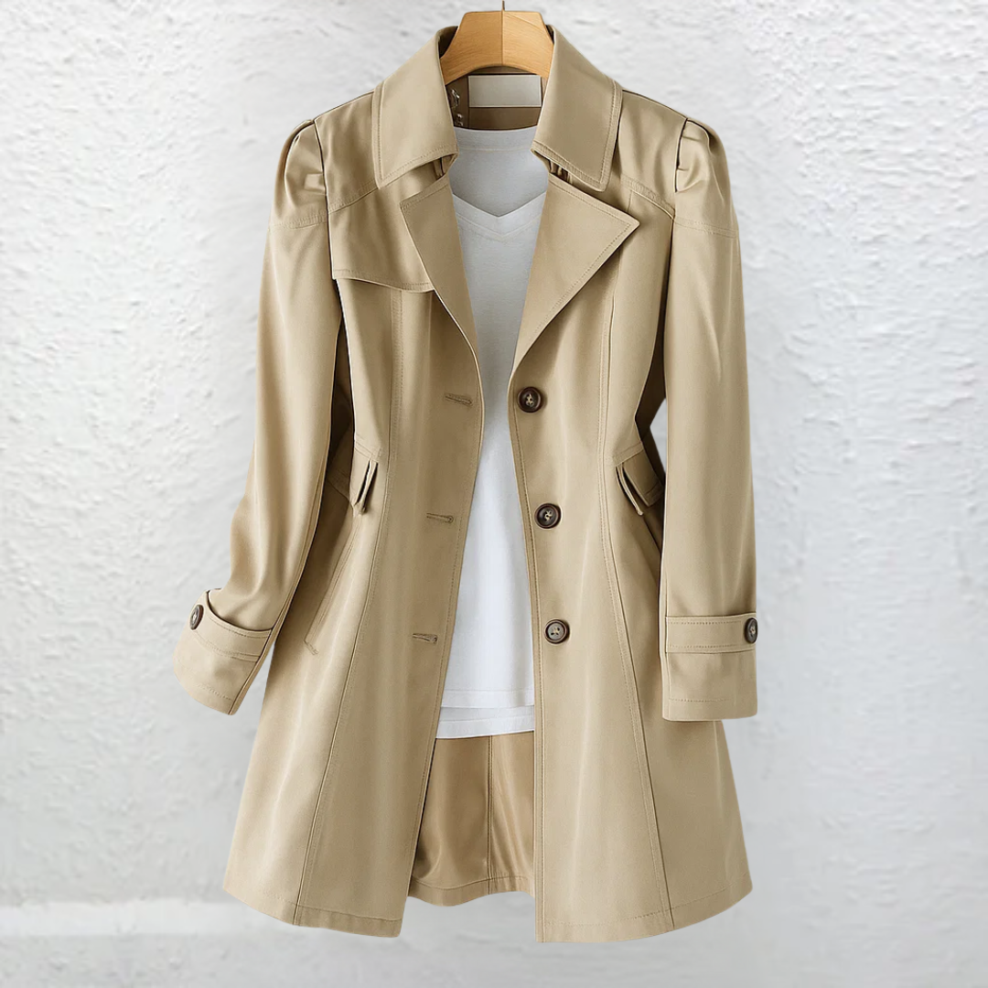 Manteau en laine femme à col trench vintage