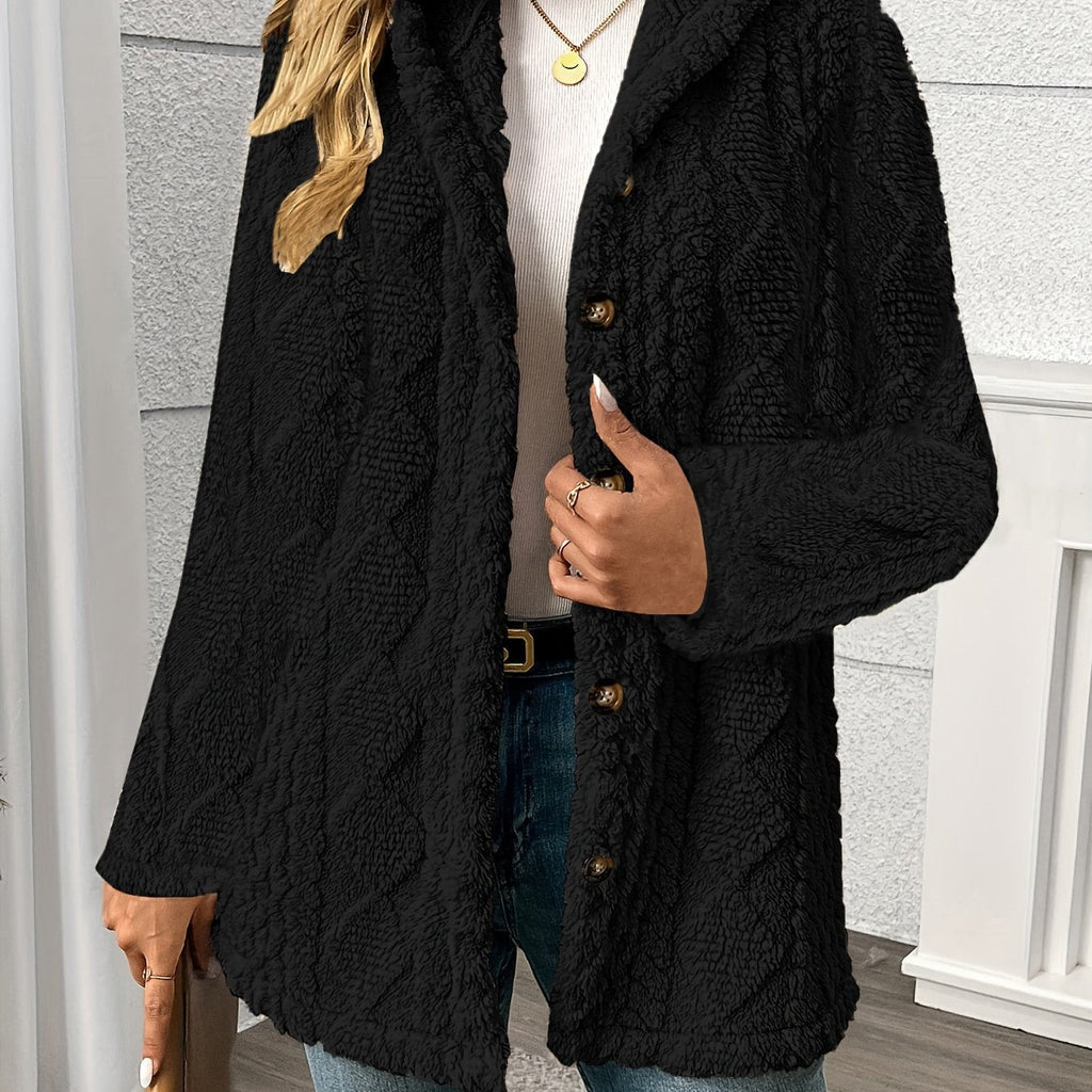 Manteau en peluche effet fausse fourrure pour femme, Manteau d'hiver moelleux