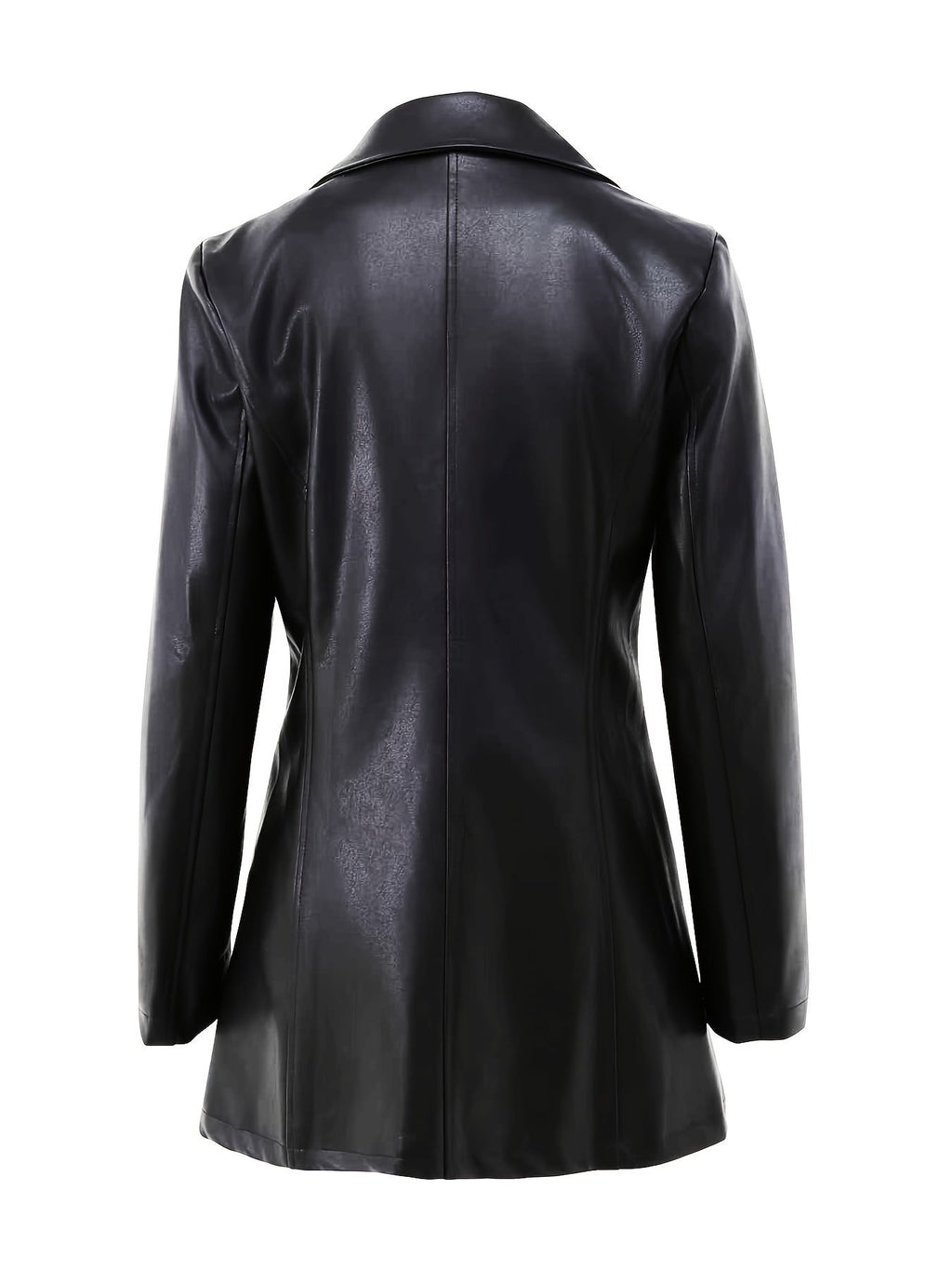 Manteau en simili cuir cintré noir pour femme