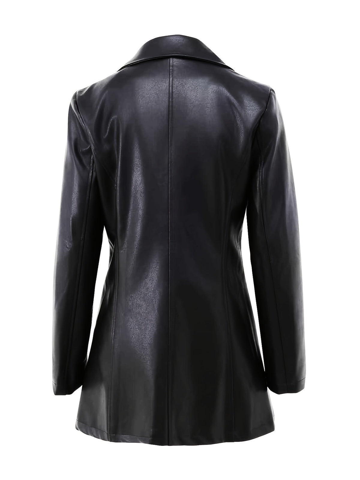 Manteau en simili cuir cintré noir pour femme