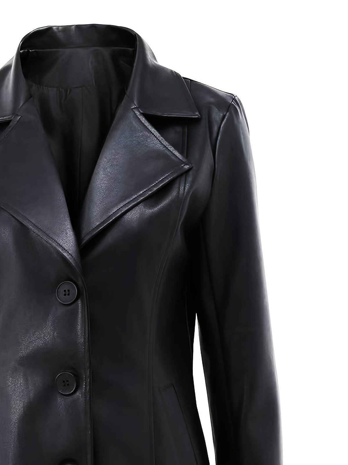 Manteau en simili cuir cintré noir pour femme