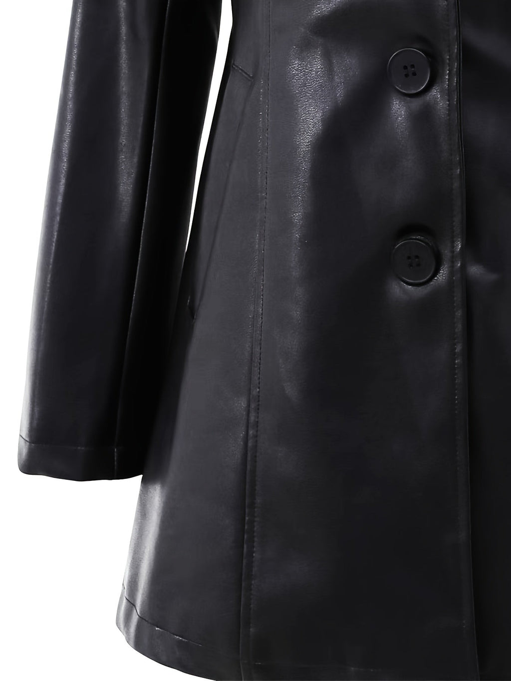 Manteau en simili cuir cintré noir pour femme